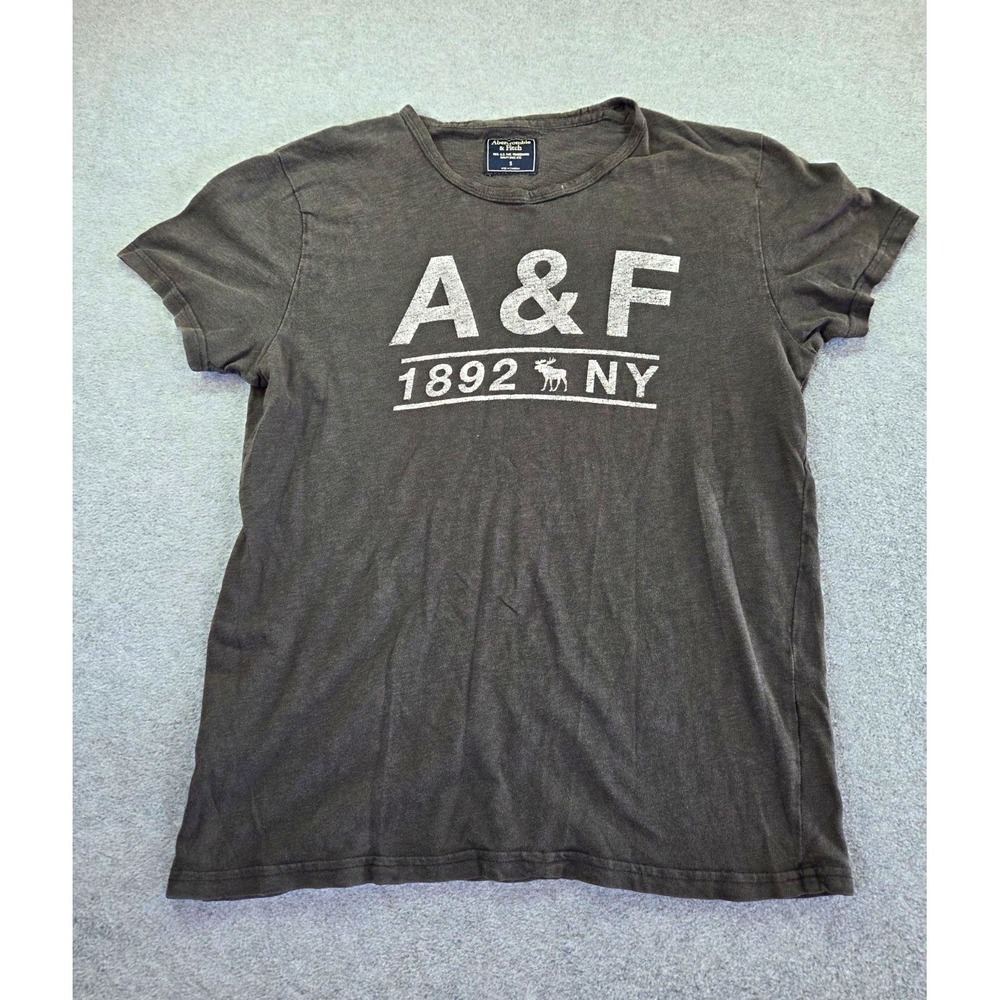 Vintage Y2K Abercrombie & Fitch Graphic T-Shirt Men's Small Charcoal Gray A&F 18